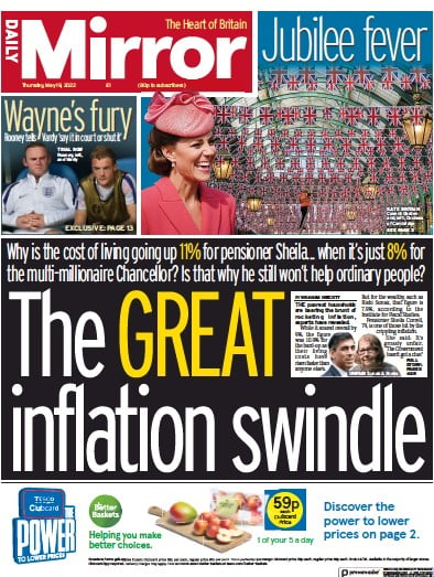 Daily Mirror (UK) Newspaper Front Page for 19 May 2022