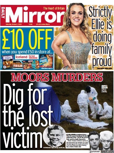 Daily Mirror (UK) Newspaper Front Page for 1 October 2022