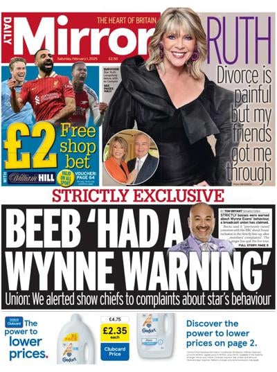 Daily Mirror (UK) Newspaper Front Page for 1 February 2025