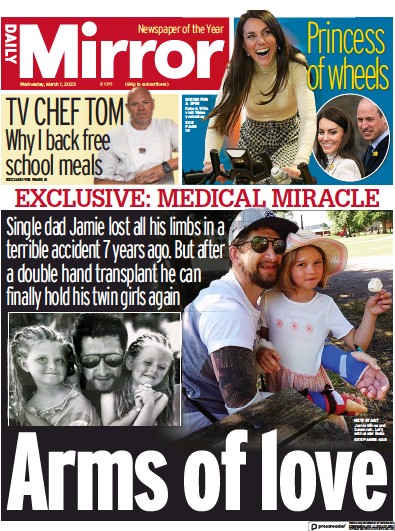 Daily Mirror (UK) Newspaper Front Page for 1 March 2023