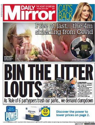 Daily Mirror (UK) Newspaper Front Page for 1 April 2021