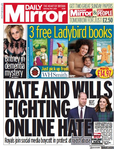 Daily Mirror (UK) Newspaper Front Page for 1 May 2021