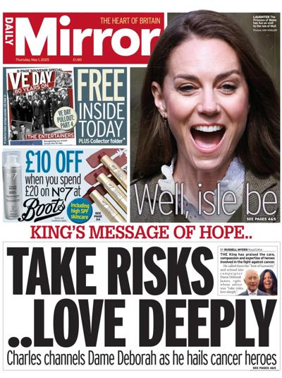 Daily Mirror (UK) Newspaper Front Page for 1 May 2025