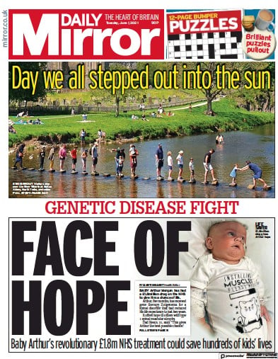 Daily Mirror (UK) Newspaper Front Page for 1 June 2021