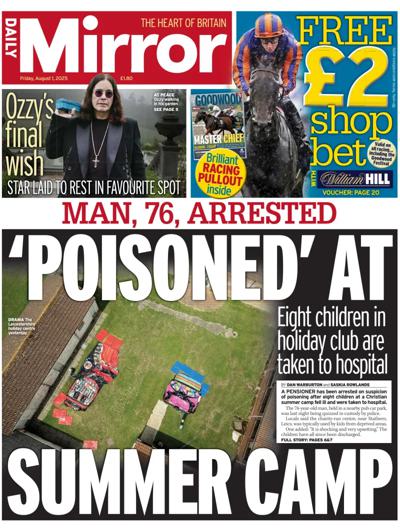 Daily Mirror (UK) Newspaper Front Page for 1 August 2025