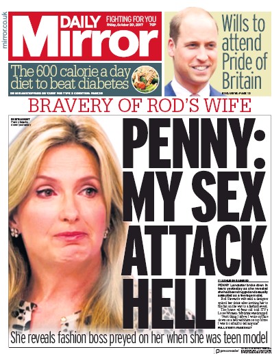 Daily Mirror (UK) Newspaper Front Page for 20 October 2017