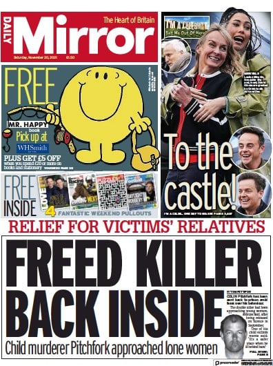Daily Mirror (UK) Newspaper Front Page for 20 November 2021