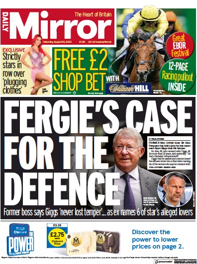 Daily Mirror (UK) Newspaper Front Page for 20 August 2022