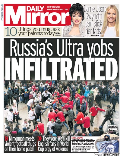 Daily Mirror (UK) Newspaper Front Page for 21 March 2017