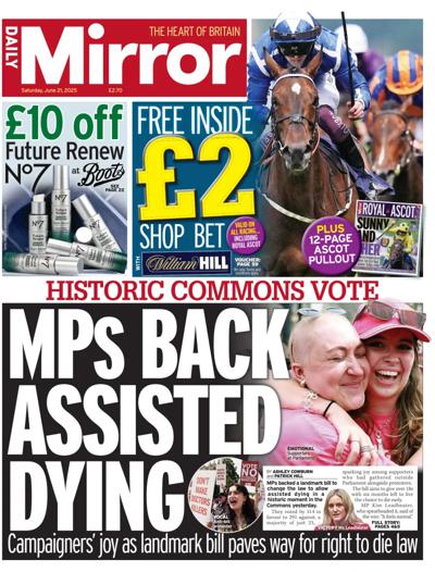 Daily Mirror (UK) Newspaper Front Page for 21 June 2025