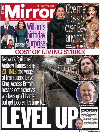 Daily Mirror (UK) Newspaper Front Page for 22 June 2022