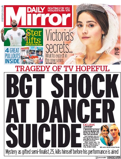 Daily Mirror Newspaper Front Page for 23 March 2019