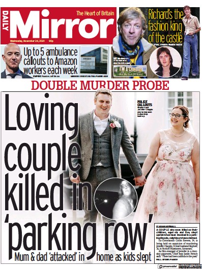 Daily Mirror (UK) Newspaper Front Page for 24 November 2021