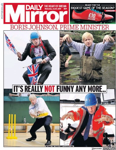Daily Mirror Newspaper Front Page for 24 July 2019