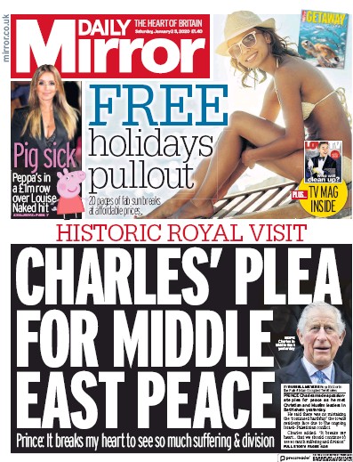 Daily Mirror (UK) Newspaper Front Page for 25 January 2020
