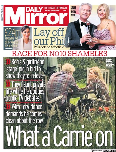 Daily Mirror Newspaper Front Page for 25 June 2019