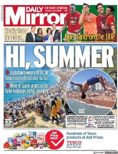 Daily Mirror Newspaper Front Page for 25 June 2020