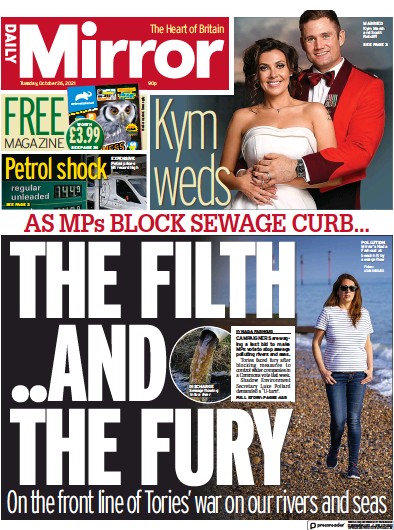 Daily Mirror (UK) Newspaper Front Page for 26 October 2021