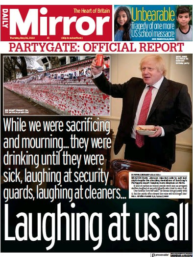 Daily Mirror (UK) Newspaper Front Page for 26 May 2022