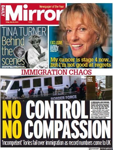 Daily Mirror (UK) Newspaper Front Page for 26 May 2023