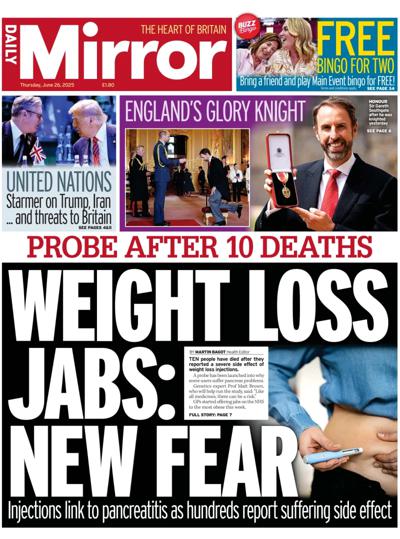 Daily Mirror (UK) Newspaper Front Page for 26 June 2025