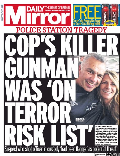 Daily Mirror (UK) Newspaper Front Page for 26 September 2020