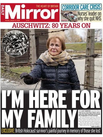 Daily Mirror (UK) Newspaper Front Page for 27 January 2025