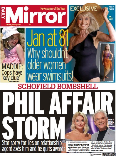 Daily Mirror (UK) Newspaper Front Page for 27 May 2023