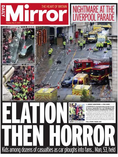 Daily Mirror (UK) Newspaper Front Page for 27 May 2025
