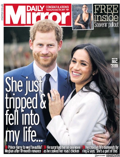 Daily Mirror (UK) Newspaper Front Page for 28 November 2017