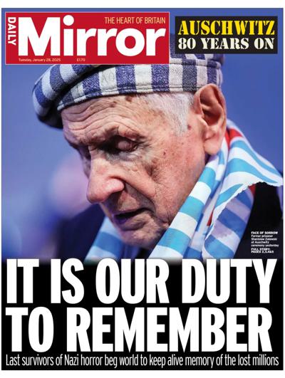 Daily Mirror (UK) Newspaper Front Page for 28 January 2025