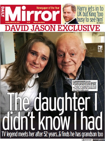 Daily Mirror (UK) Newspaper Front Page for 28 March 2023