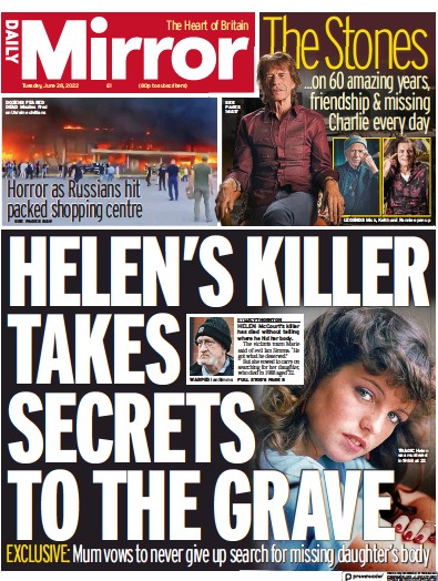 Daily Mirror (UK) Newspaper Front Page for 28 June 2022