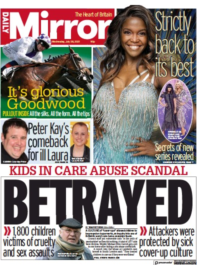 Daily Mirror (UK) Newspaper Front Page for 28 July 2021