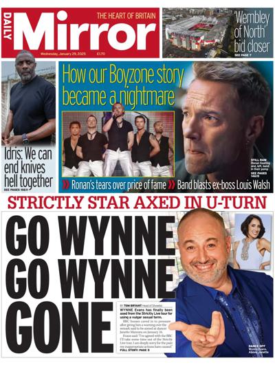 Daily Mirror (UK) Newspaper Front Page for 29 January 2025