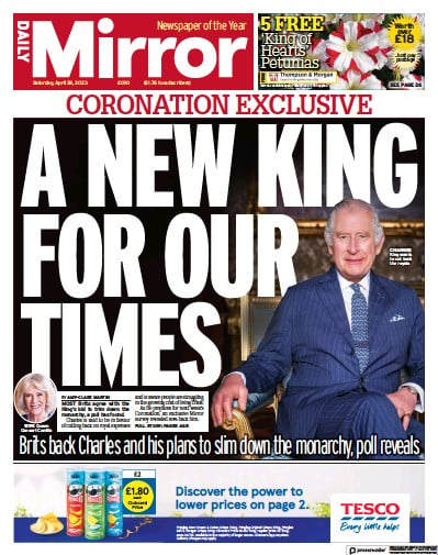 Daily Mirror (UK) Newspaper Front Page for 29 April 2023