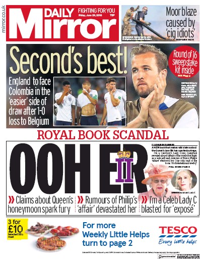 Daily Mirror (UK) Newspaper Front Page for 29 June 2018