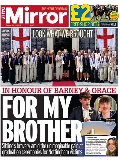 Daily Mirror (UK) Newspaper Front Page for 29 July 2025