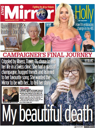 Daily Mirror (UK) Newspaper Front Page for 2 November 2021