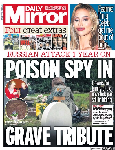 Daily Mirror (UK) Newspaper Front Page for 2 March 2019