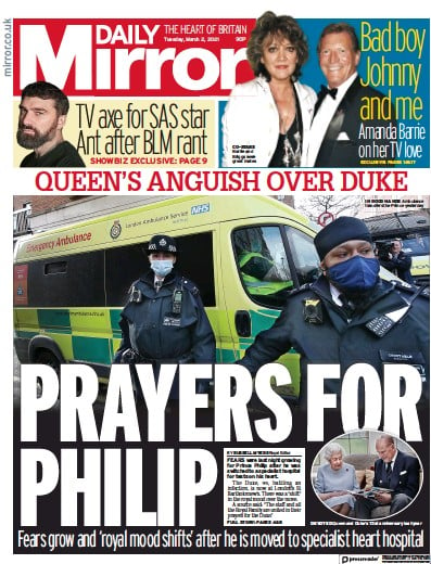 Daily Mirror (UK) Newspaper Front Page for 2 March 2021