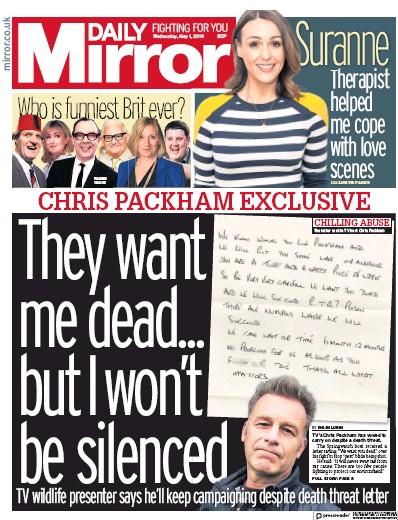 Daily Mirror (UK) Newspaper Front Page for 2 May 2019
