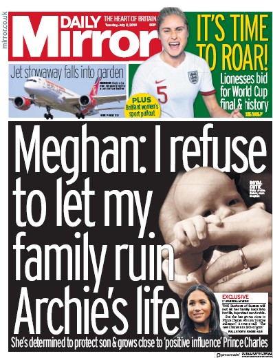 Daily Mirror (UK) Newspaper Front Page for 2 July 2019