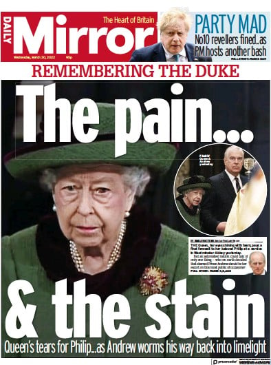 Daily Mirror (UK) Newspaper Front Page for 30 March 2022