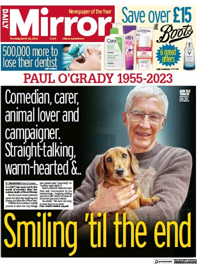 Daily Mirror (UK) Newspaper Front Page for 30 March 2023