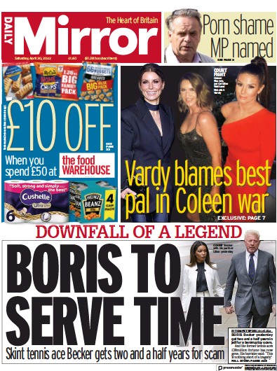 Daily Mirror (UK) Newspaper Front Page for 30 April 2022