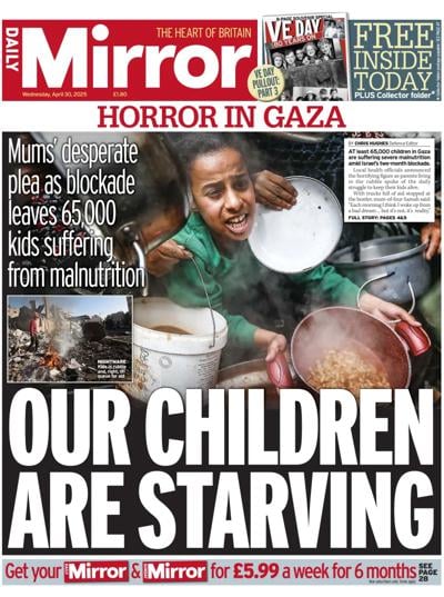 Daily Mirror (UK) Newspaper Front Page for 30 April 2025