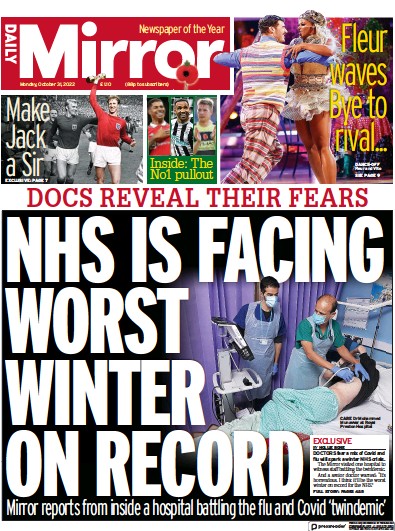 Daily Mirror (UK) Newspaper Front Page for 31 October 2022