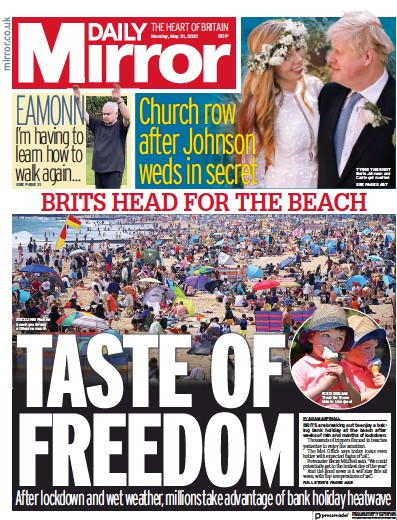Daily Mirror (UK) Newspaper Front Page for 31 May 2021