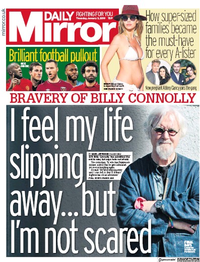 Daily Mirror Newspaper Front Page for 3 January 2019